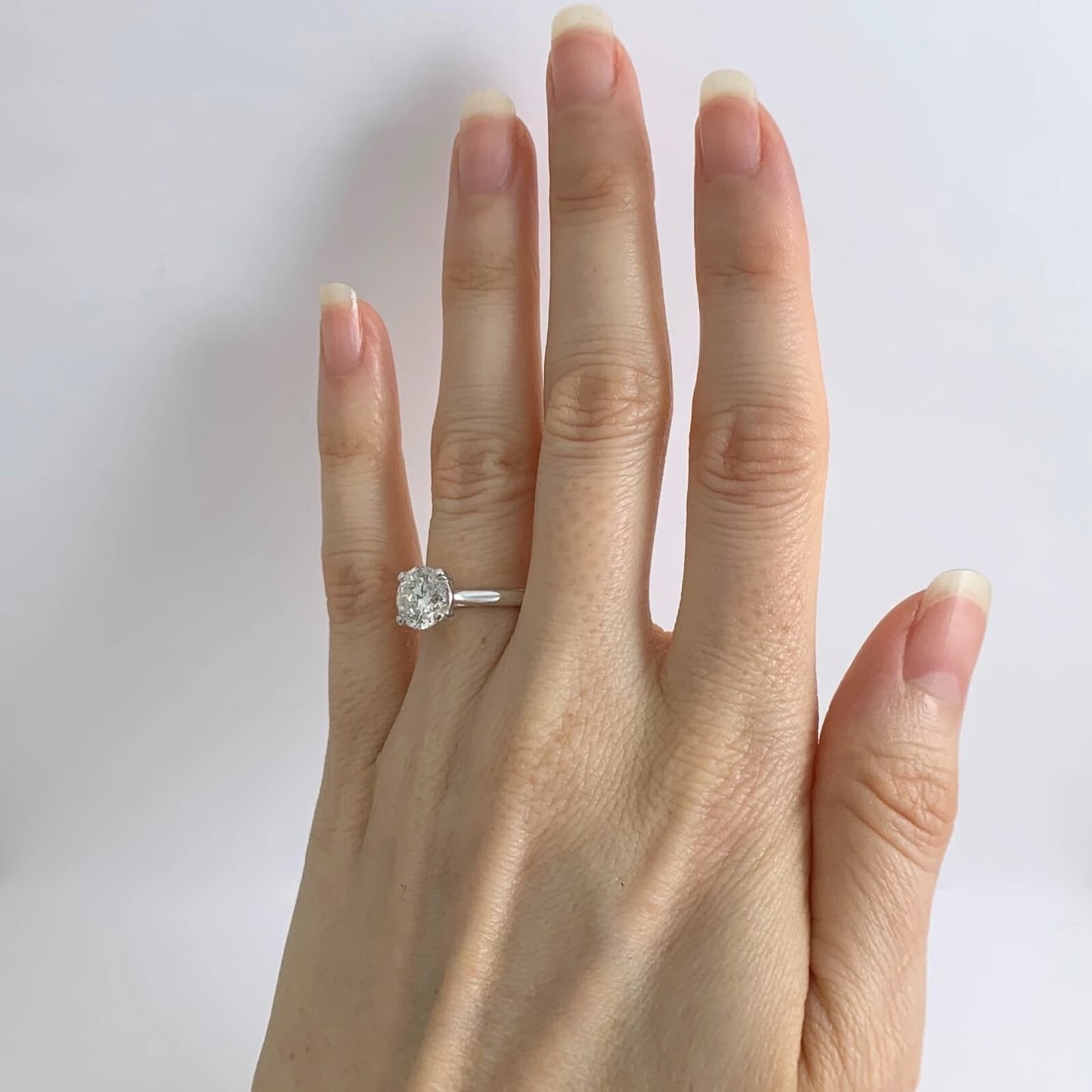 Round Solitaire Diamond Engagement Ring 14K White Gold, 2.01 CT, 3.06 Grams - 4