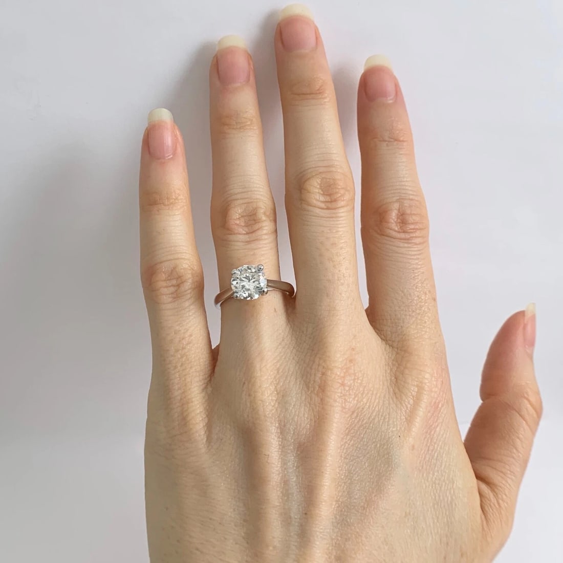 Round Solitaire Diamond Engagement Ring 14K White Gold, 2.01 CT, 3.06 Grams - 5