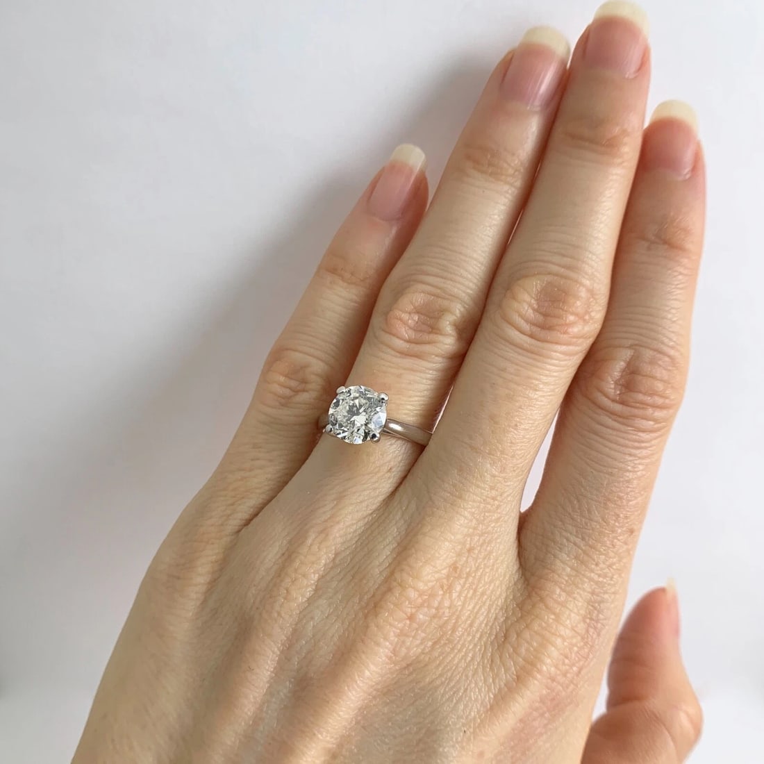 Round Solitaire Diamond Engagement Ring 14K White Gold, 2.01 CT, 3.06 Grams - 6