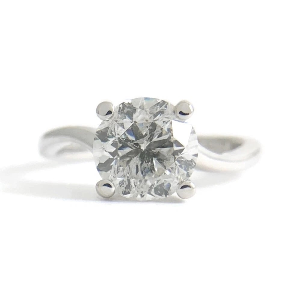 Round Solitaire Diamond Engagement Ring 14K White Gold, 2.01 CT, 3.60 Grams - 2