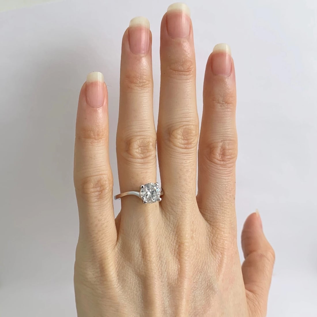 Round Solitaire Diamond Engagement Ring 14K White Gold, 2.01 CT, 3.60 Grams - 4