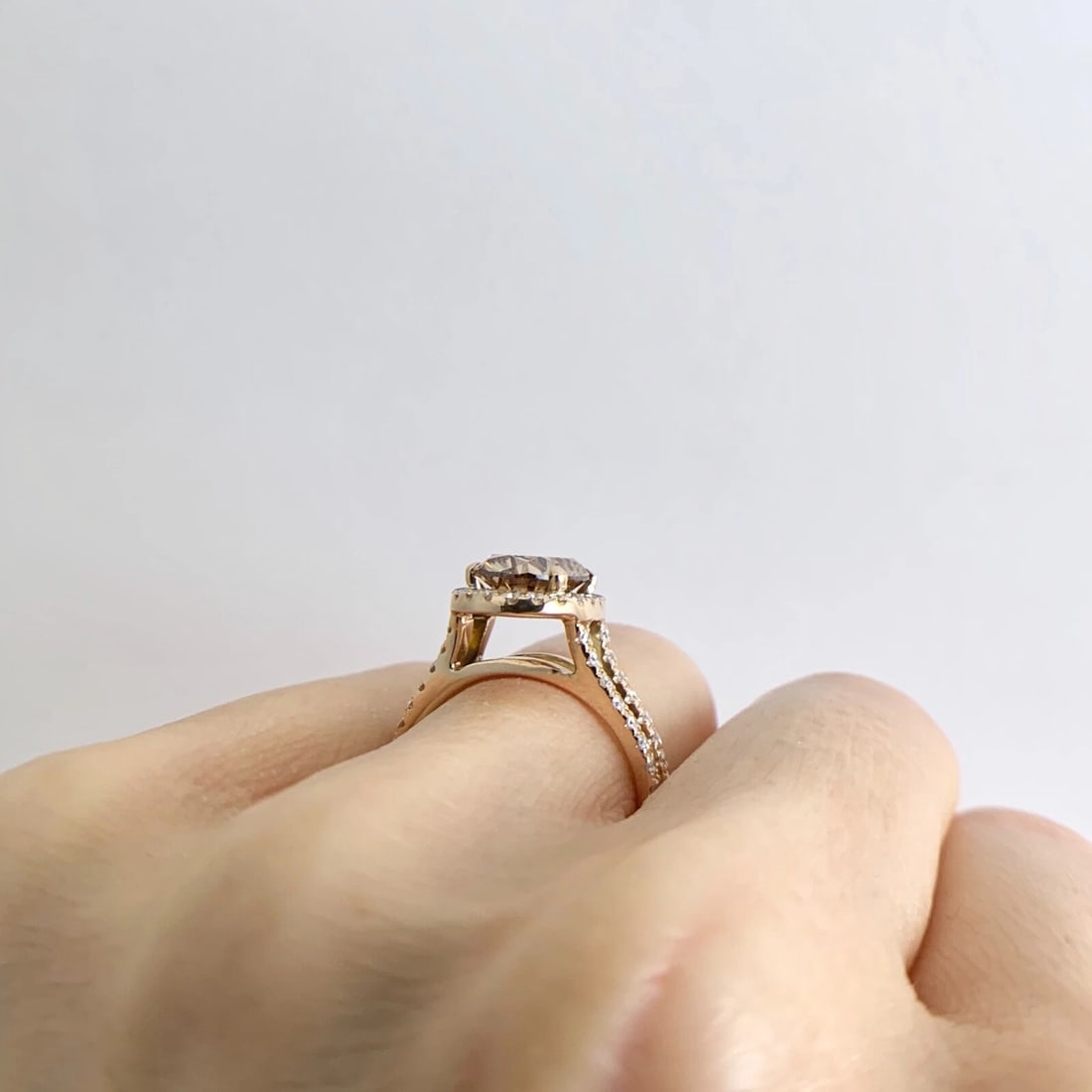 GIA Oval Brown Diamond Split Shank Halo Engagement Ring 14K Rose Gold 2.76 CTW - 7