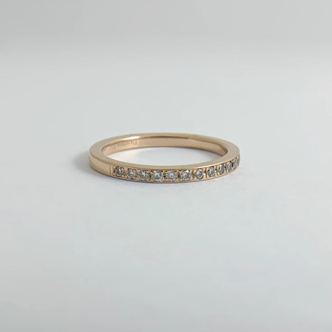 Thin Pave Diamond Wedding Band Ring 18K Pink Rose Gold .27 CTW - 7