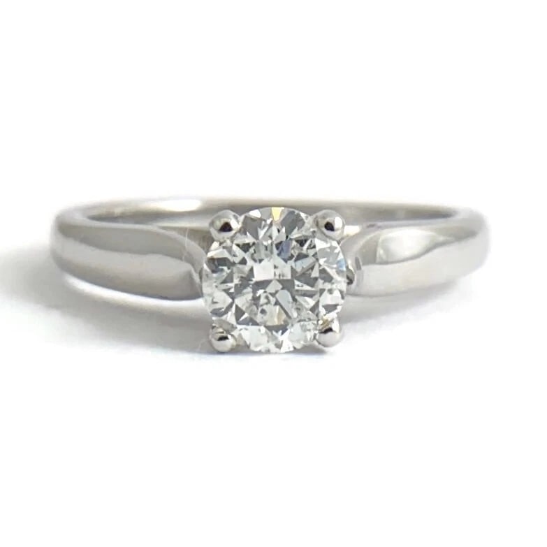 Round Solitaire Diamond Platinum Cathedral Engagement Ring, .70 CT, 5.90 Grams - 2