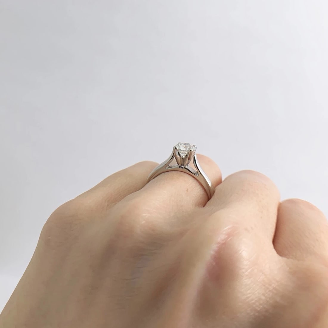 Round Solitaire Diamond Platinum Cathedral Engagement Ring, .70 CT, 5.90 Grams - 6