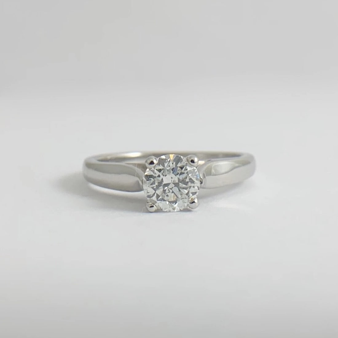 Round Solitaire Diamond Platinum Cathedral Engagement Ring, .70 CT, 5.90 Grams - 7