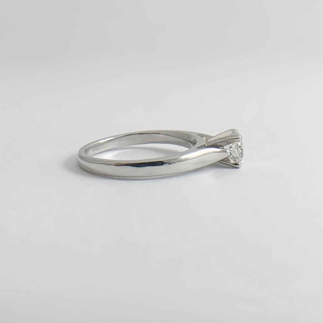 Round Solitaire Diamond Platinum Cathedral Engagement Ring, .70 CT, 5.90 Grams - 9