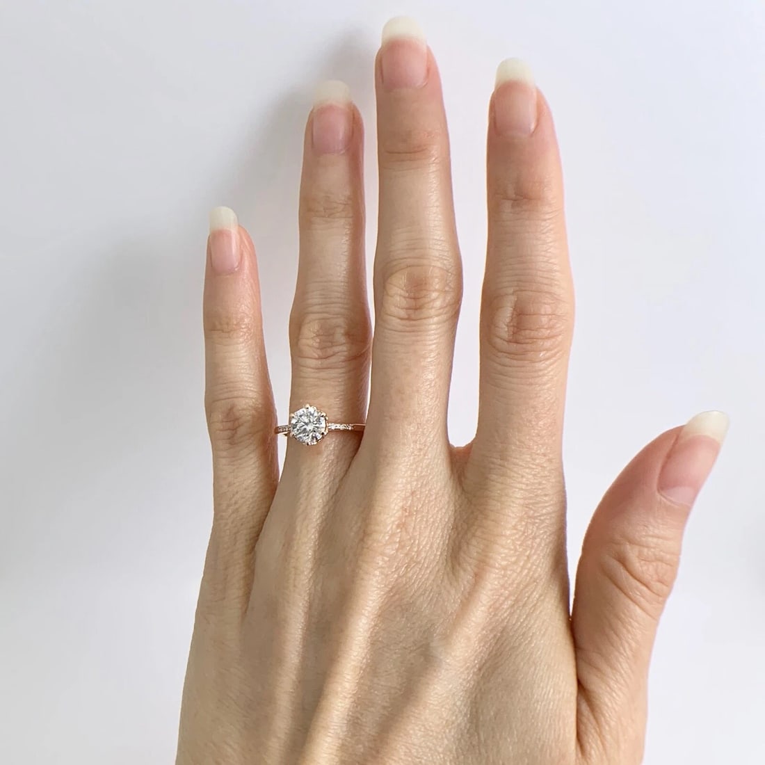 Round European Cut 6-Prong Diamond Engagement Ring 14K Pink Rose Gold 1.07 CTW - 3