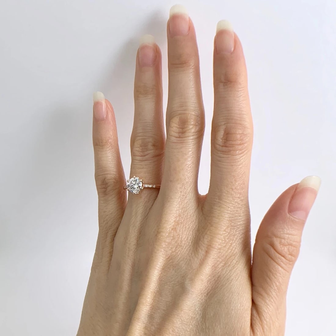 Round European Cut 6-Prong Diamond Engagement Ring 14K Pink Rose Gold 1.07 CTW - 4