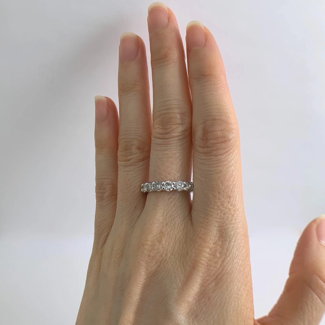 Round Diamond Eternity Ring Wedding Band 14K White Gold, 3.75 CTW, 4.17 Grams - 4