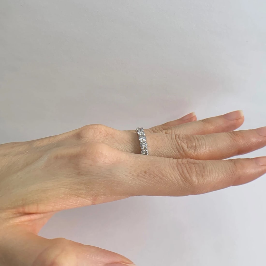 Round Diamond Eternity Ring Wedding Band 14K White Gold, 3.75 CTW, 4.17 Grams - 5