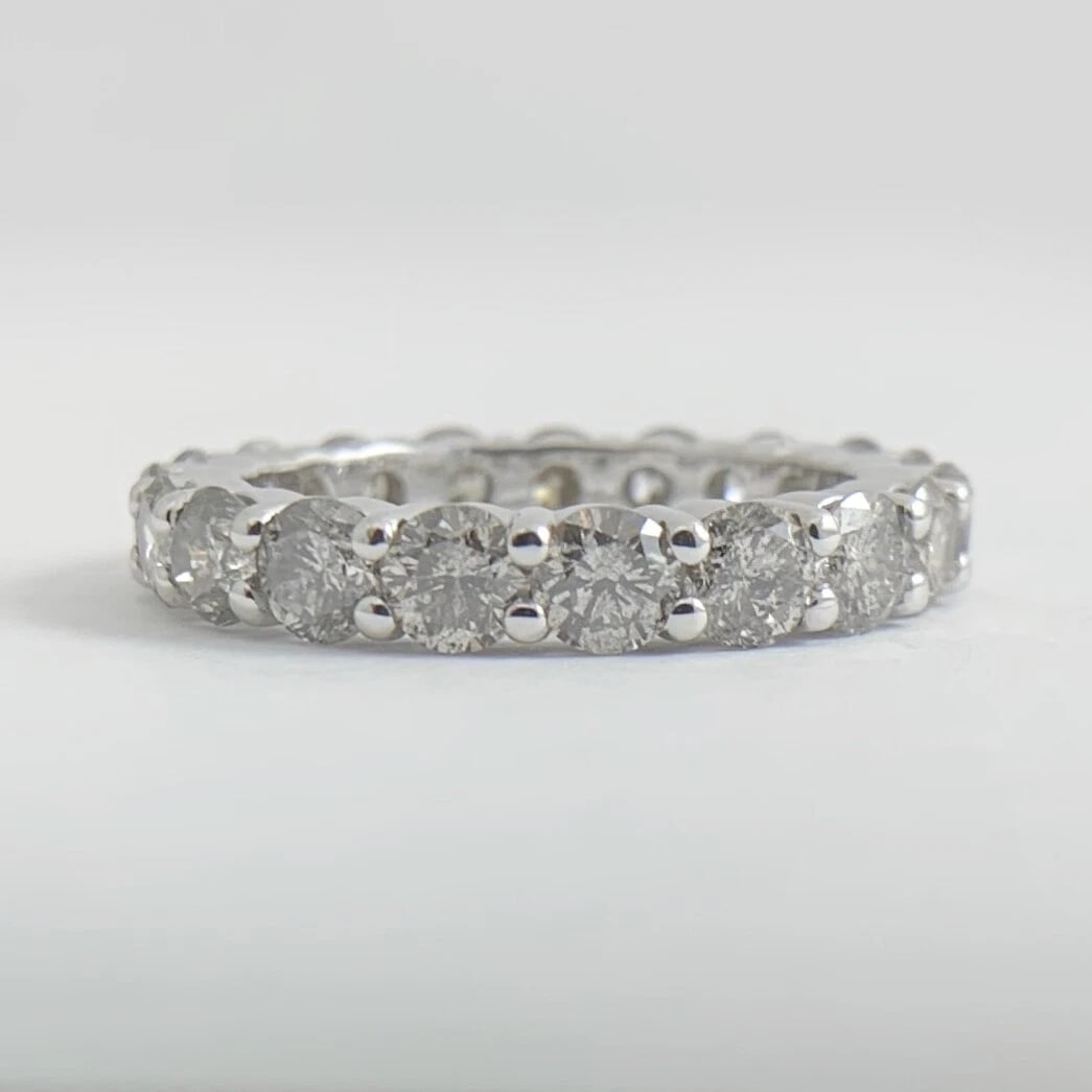 Round Diamond Eternity Ring Wedding Band 14K White Gold, 3.75 CTW, 4.17 Grams - 7