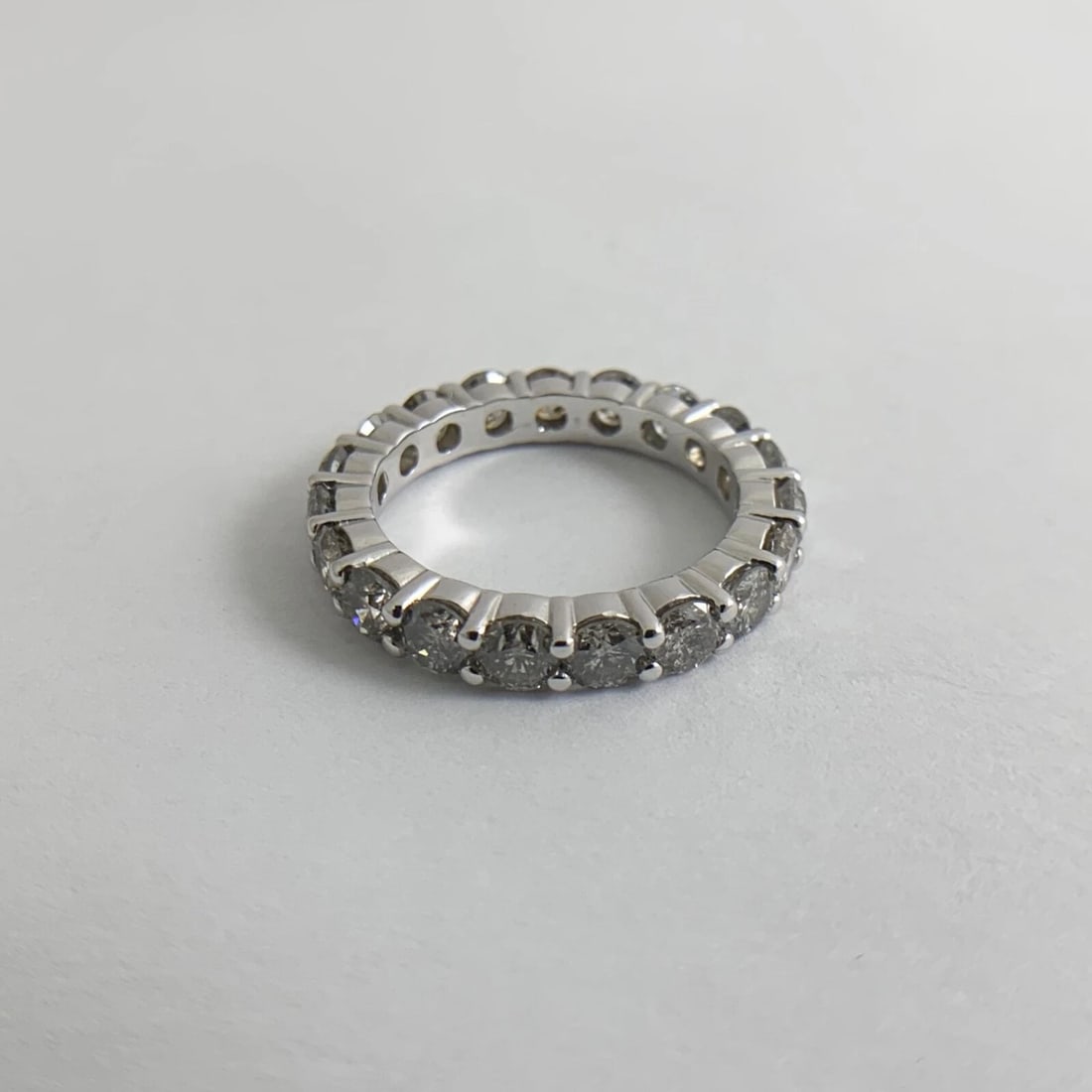 Round Diamond Eternity Ring Wedding Band 14K White Gold, 3.75 CTW, 4.17 Grams - 9