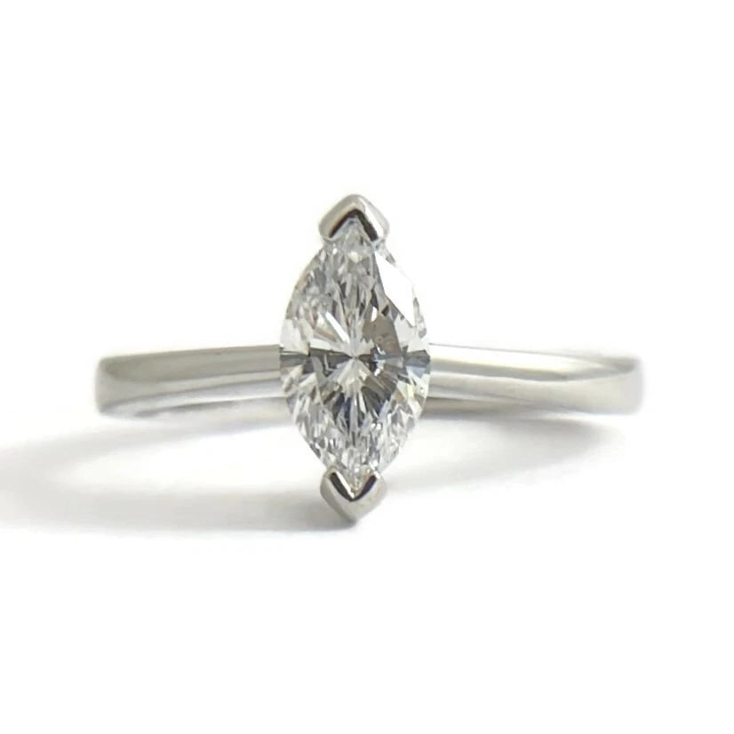 Marquise Solitaire Diamond Platinum Engagement Ring, .50 CT, 3.43 Grams - 2
