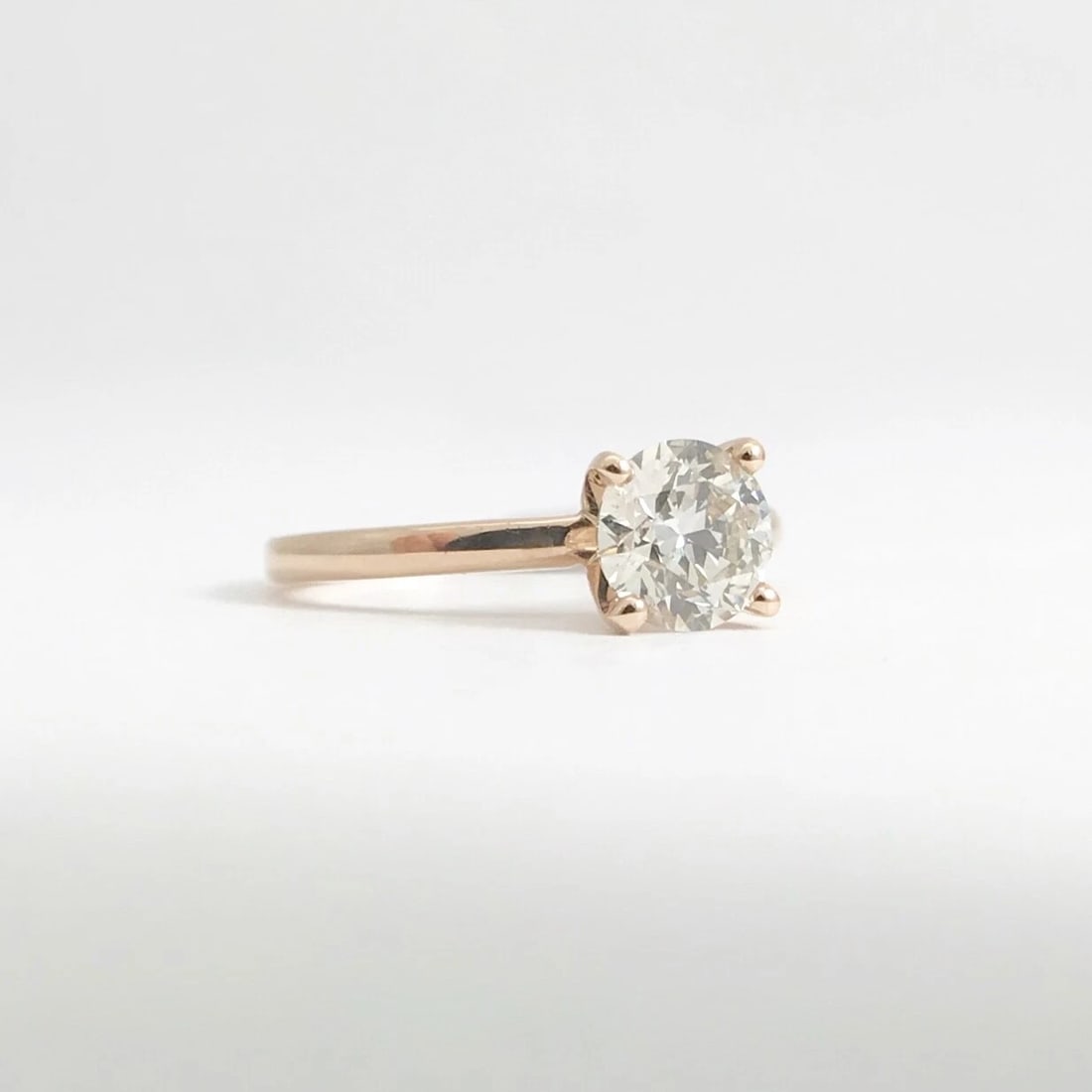 Round Solitaire Diamond Engagement Ring 14K Pink Rose Gold .90 CT, 2.44 Grams - 8