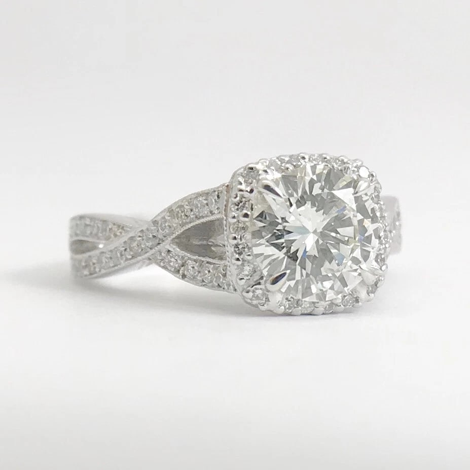 Tacori GIA Round Cushion Halo Diamond Engagement Ring 18K White Gold 1.98 CTW - 8