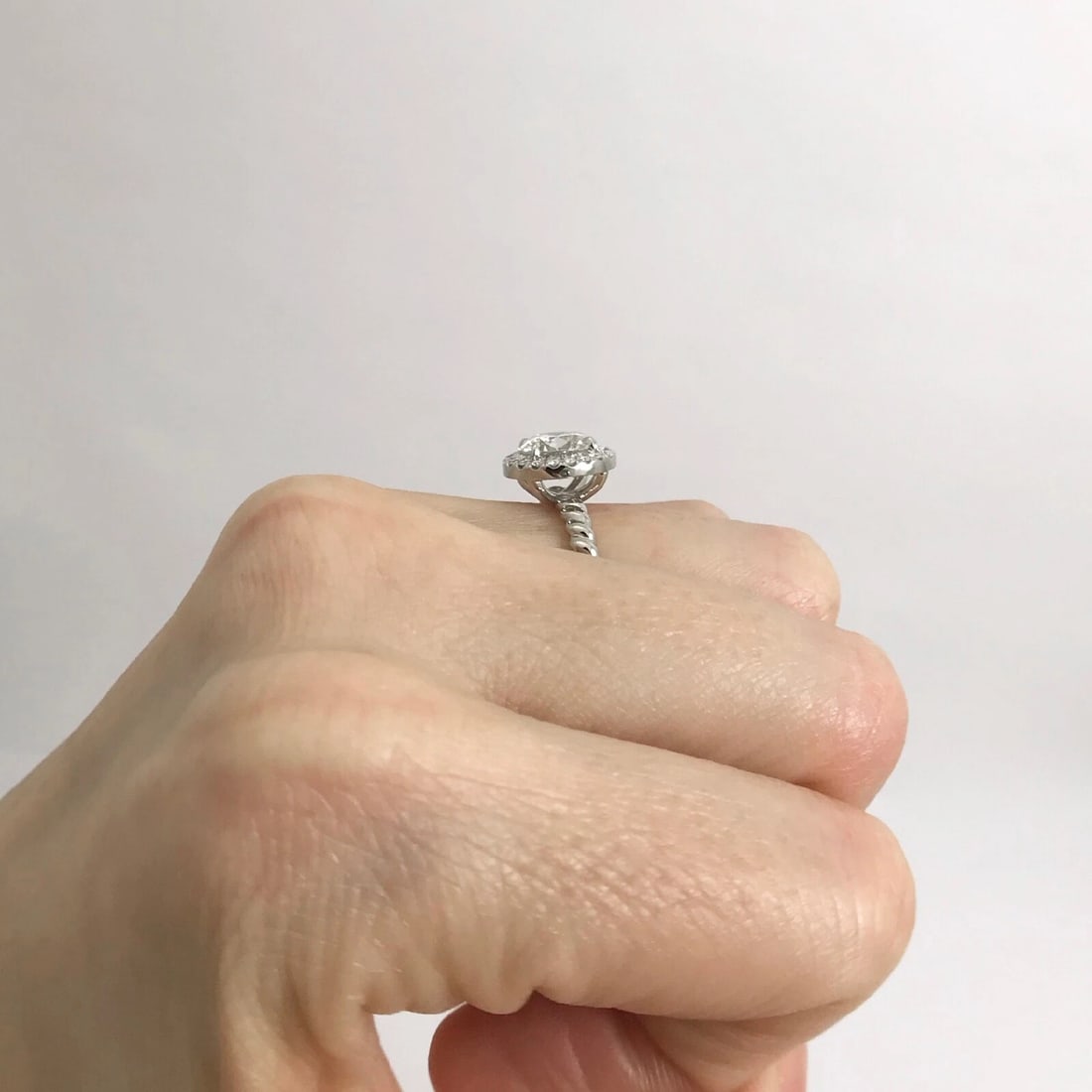 GIA Round Halo Diamond Platinum Engagement Ring 1.76 CTW, 6.72 Grams - 6