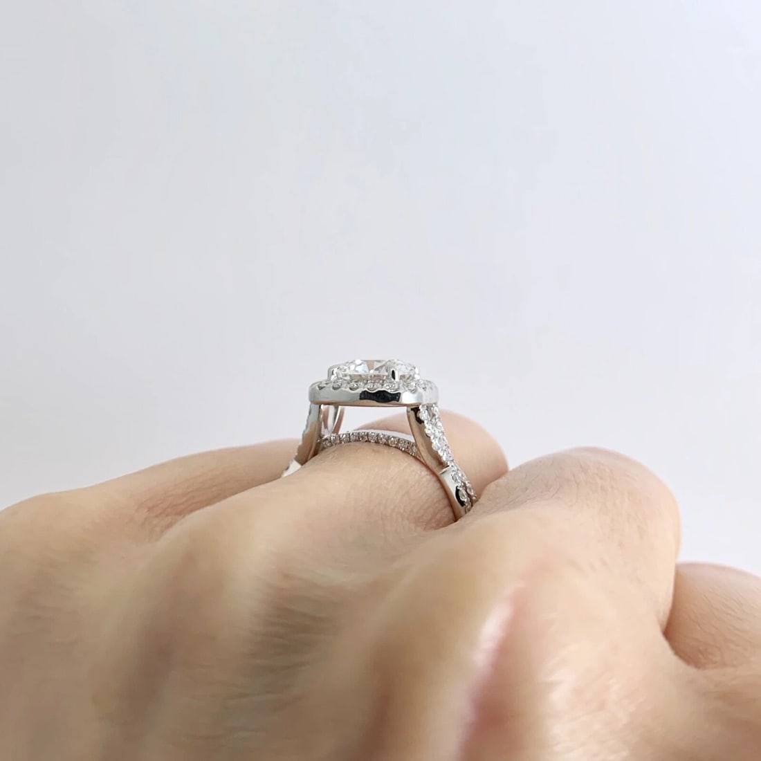 GIA Round Cushion Halo Diamond Engagement Ring 14K White Gold 2.41 CTW, 4.84 Gr - 6