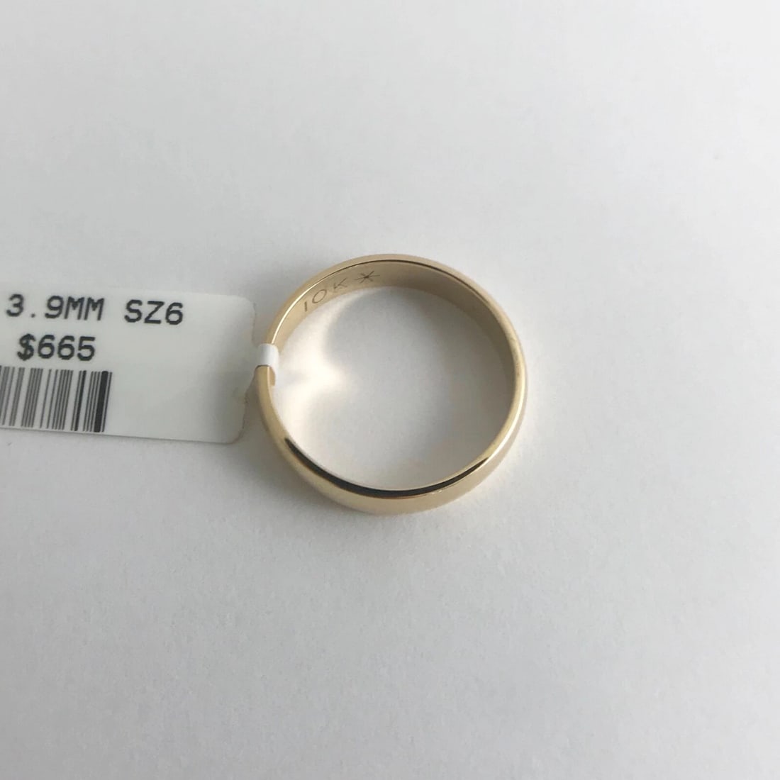 Plain Polished Wedding Band Ring 10K Yellow Gold, Size 6, 3.9 mm, 2.49 Grams - 10