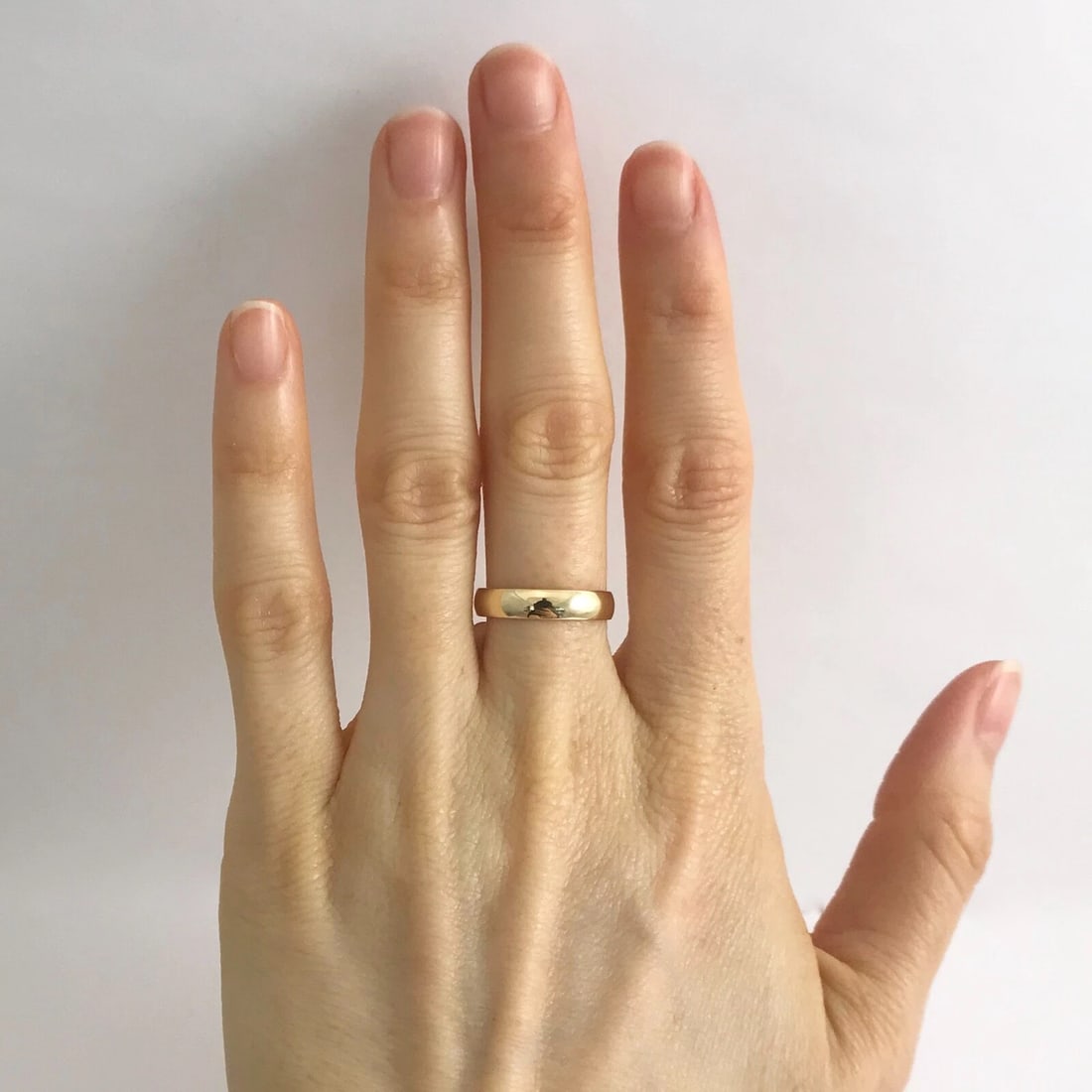 Plain Polished Wedding Band Ring 14K Yellow Gold, Size 5.75, 3.7 mm, 1.98 Grams - 3