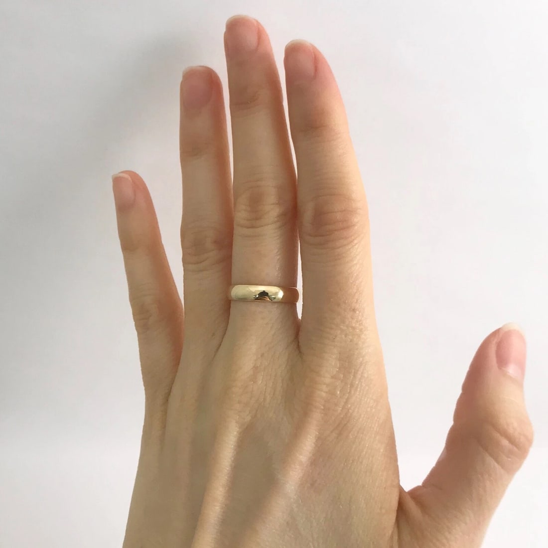 Plain Polished Wedding Band Ring 14K Yellow Gold, Size 5.75, 3.7 mm, 1.98 Grams - 4