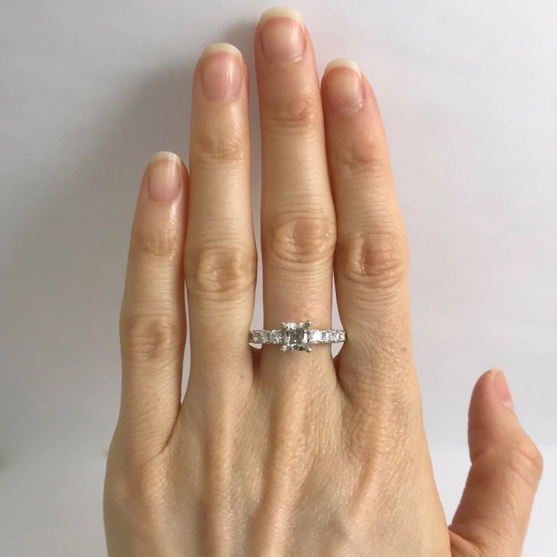 Diamond Heart Engagement Ring Setting Mounting 18K White Gold, .82 CTW, 4.26 Gr - 4