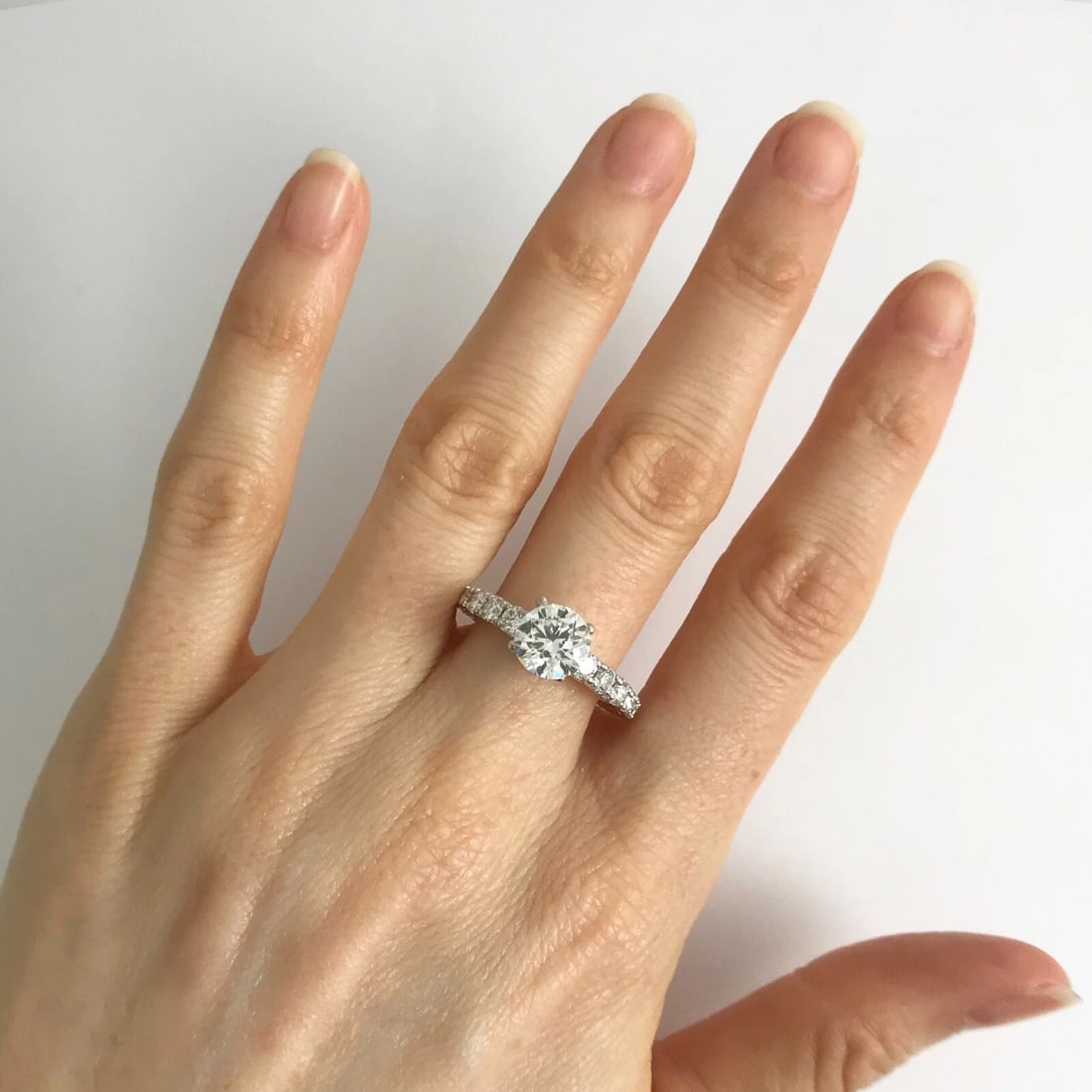 Diamond Heart Engagement Ring Setting Mounting 18K White Gold, .82 CTW, 4.26 Gr - 6