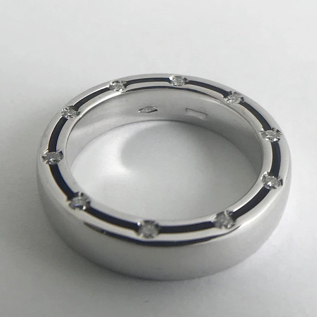 Damiani Brad Pitt D.side Wedding Band Ring 18K White Gold Size 3.75, 5.39 Grams - 12