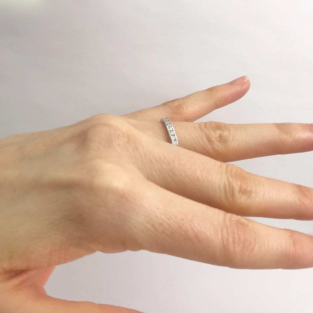 Round Diamond Channel-Set Eternity Wedding Band Ring 14K White Gold, .65 CTW - 8