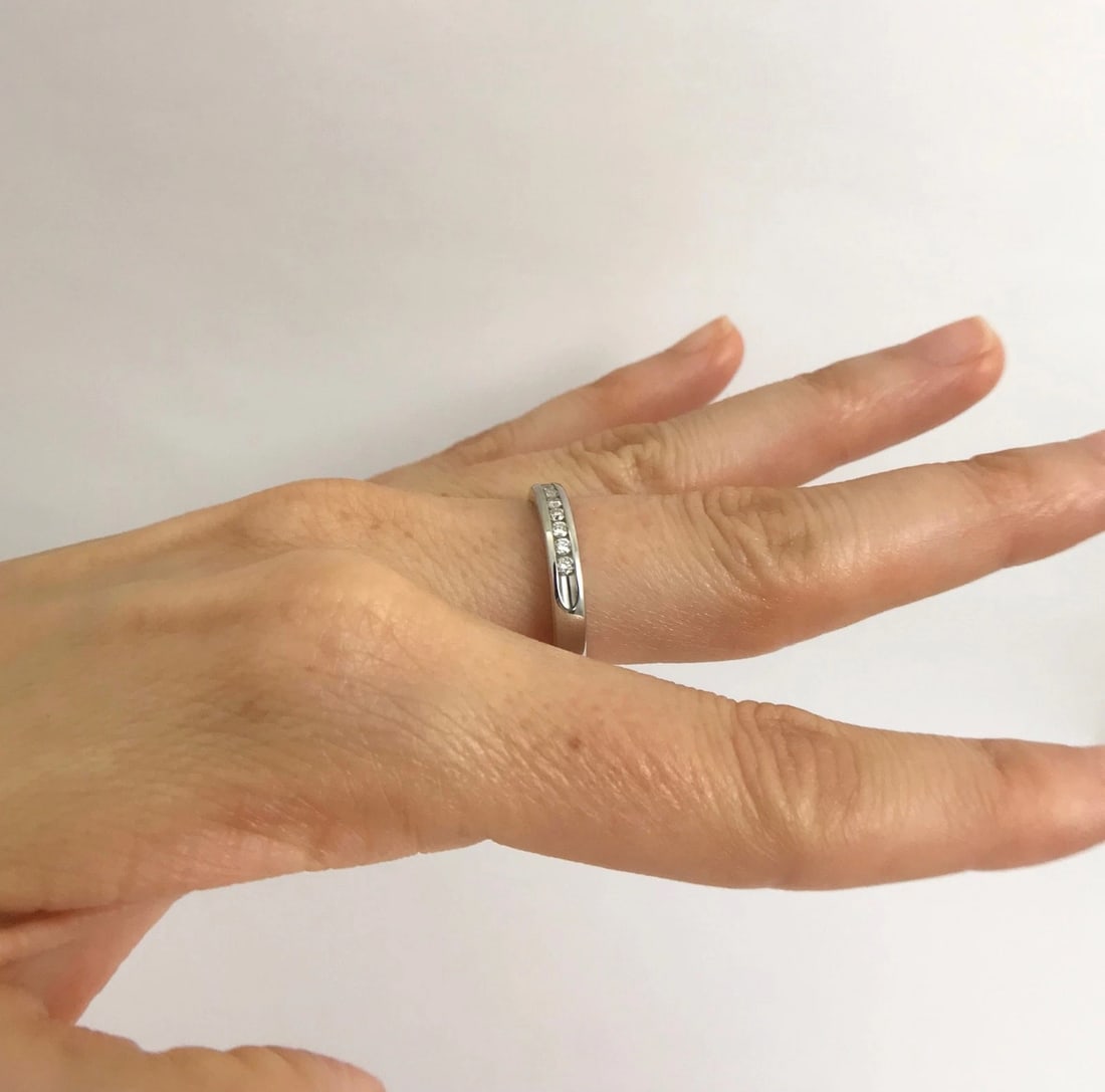 Diamond Channel-Set Wedding Band Ring 14K White Gold, .22 CTW, 3.4 mm, 4.35 Gram - 5