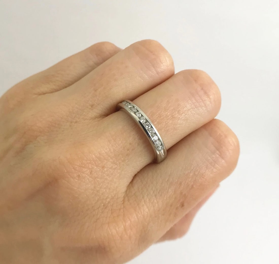 Diamond Channel-Set Wedding Band Ring 14K White Gold, .22 CTW, 3.4 mm, 4.35 Gram - 6