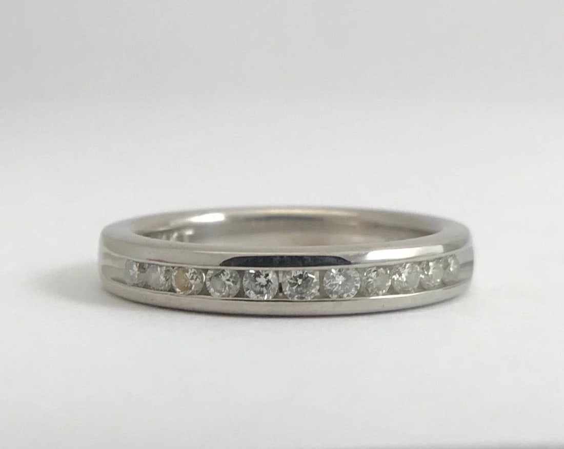 Diamond Channel-Set Wedding Band Ring 14K White Gold, .22 CTW, 3.4 mm, 4.35 Gram - 8