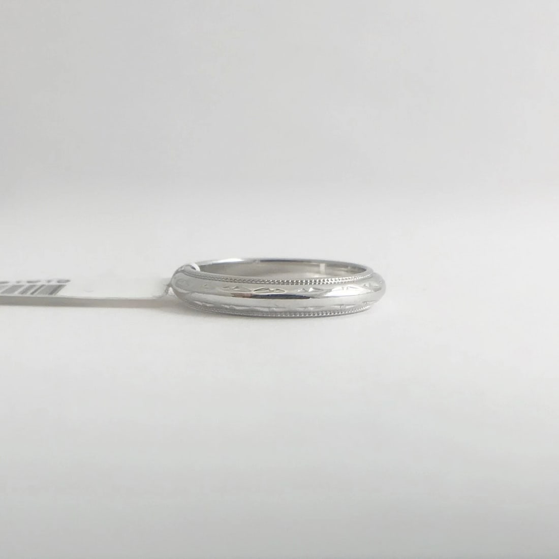 Etched Milgrain Wedding Band Ring 14K White Gold, Size 6.25, 3.5 mm, 3.62 Grams - 9