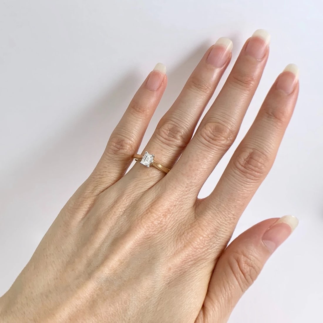 Emerald Cut Solitaire Diamond Engagement Ring 14K Yellow Gold .45 CT, 3.39 Grams - 6