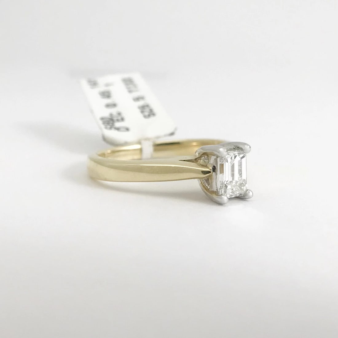 Emerald Cut Solitaire Diamond Engagement Ring 14K Yellow Gold .45 CT, 3.39 Grams - 9