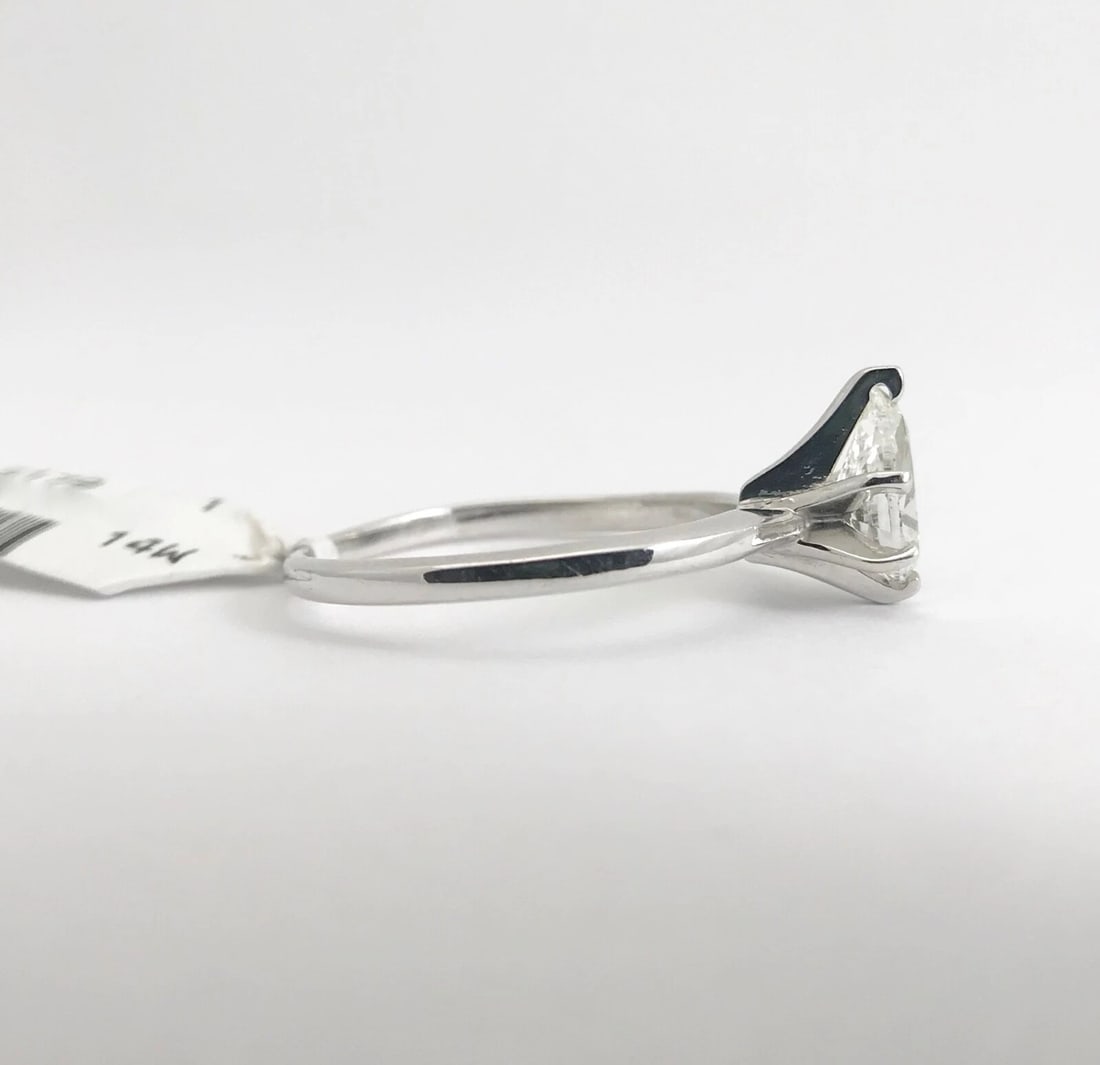Pear Solitaire Diamond Engagement Ring 14K White Gold .82 CT, 2.29 Grams - 9