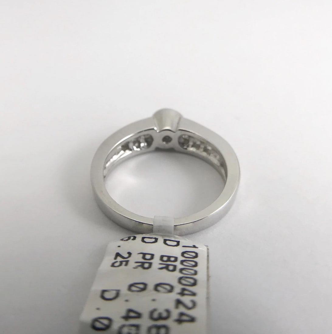 Round Bezel Princess Channel-Set Diamond Engagement Ring 14K White Gold .83 CTW - 9