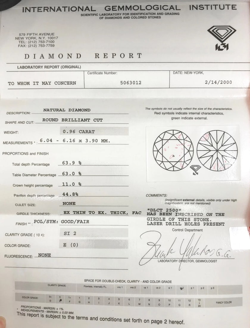 Certified Round Diamond Wide Tension Set Engagement Ring 14K White Gold .96 CT - 12