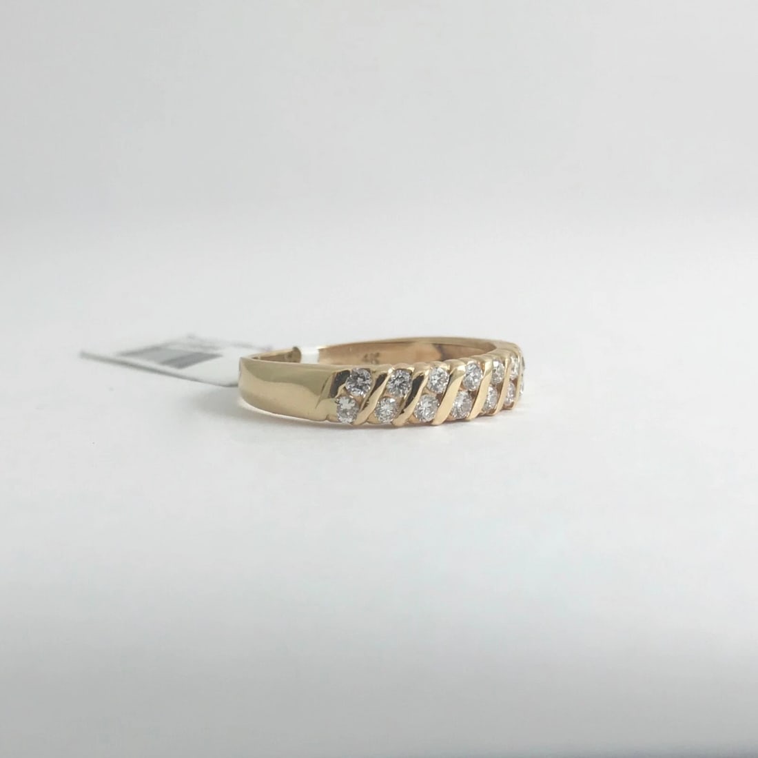 Diamond Slant Gemlock-Set Statement Band Ring 14K Yellow Gold, .45 CTW - 9