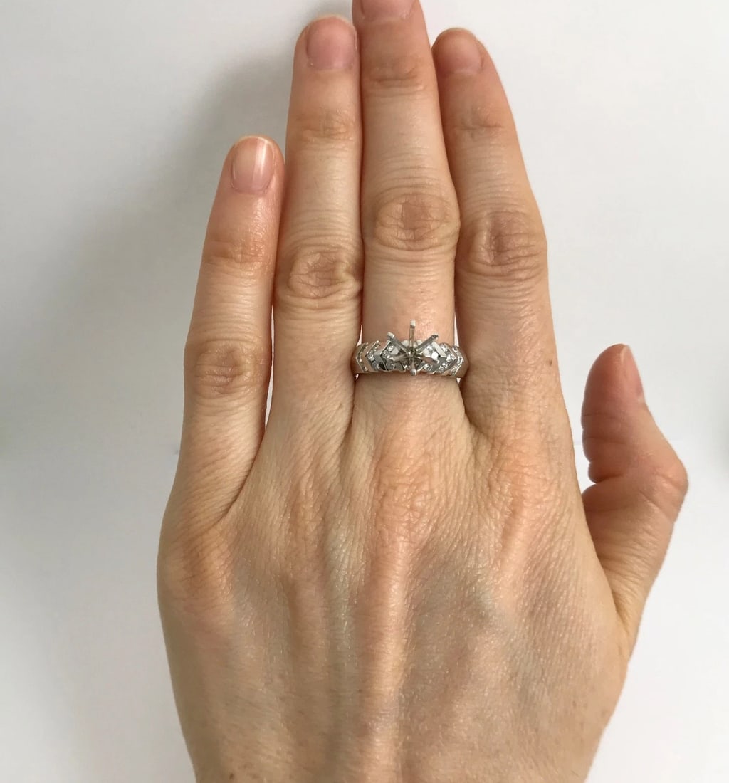 Round Diamond Channel-Set Engagement Ring Setting Mounting 14K White Gold .30 TW - 3