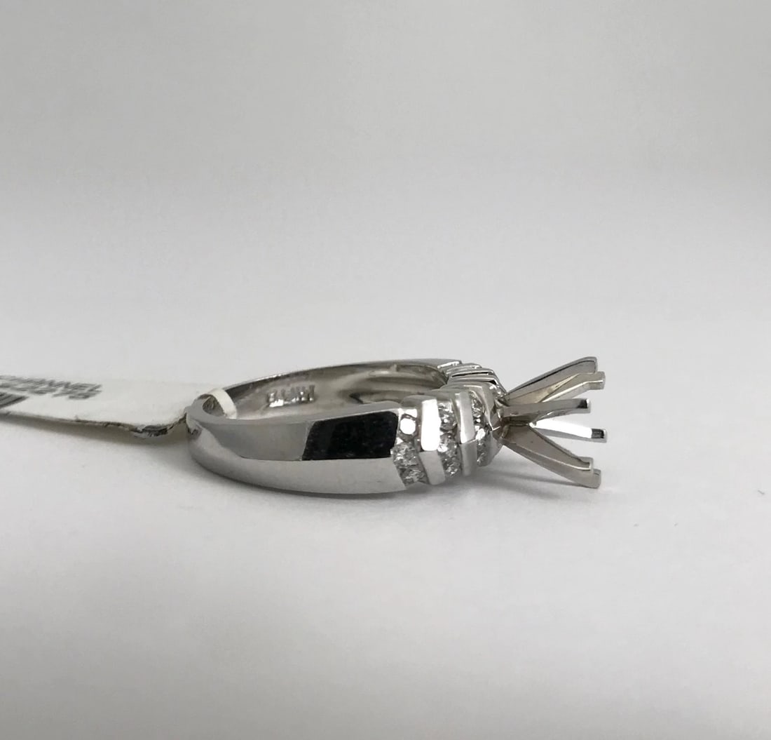 Round Diamond Channel-Set Engagement Ring Setting Mounting 14K White Gold .30 TW - 7