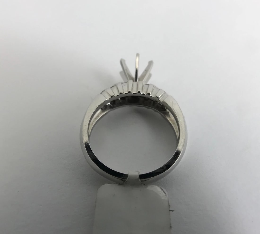 Round Diamond Channel-Set Engagement Ring Setting Mounting 14K White Gold .30 TW - 8