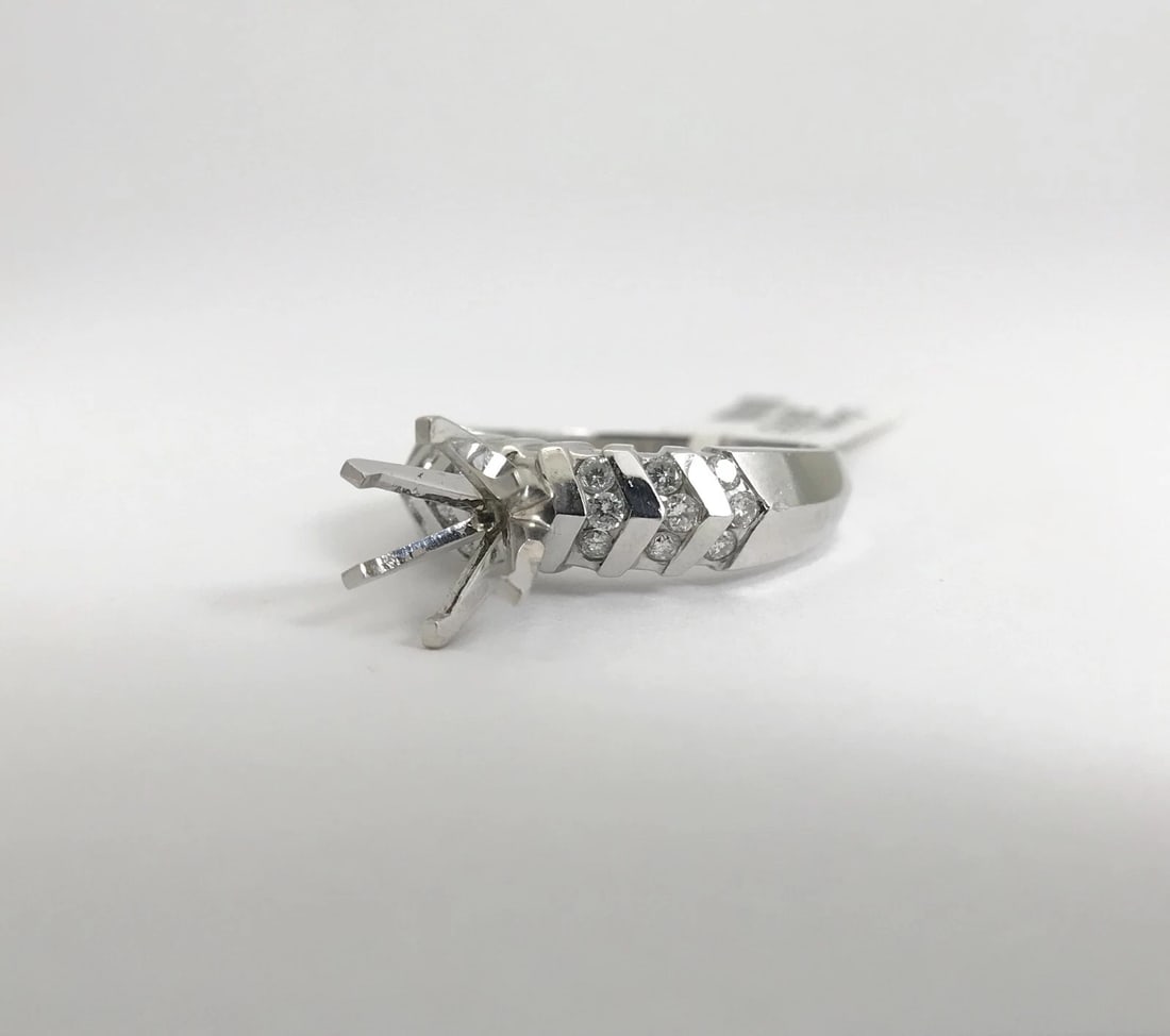 Round Diamond Channel-Set Engagement Ring Setting Mounting 14K White Gold .30 TW - 9