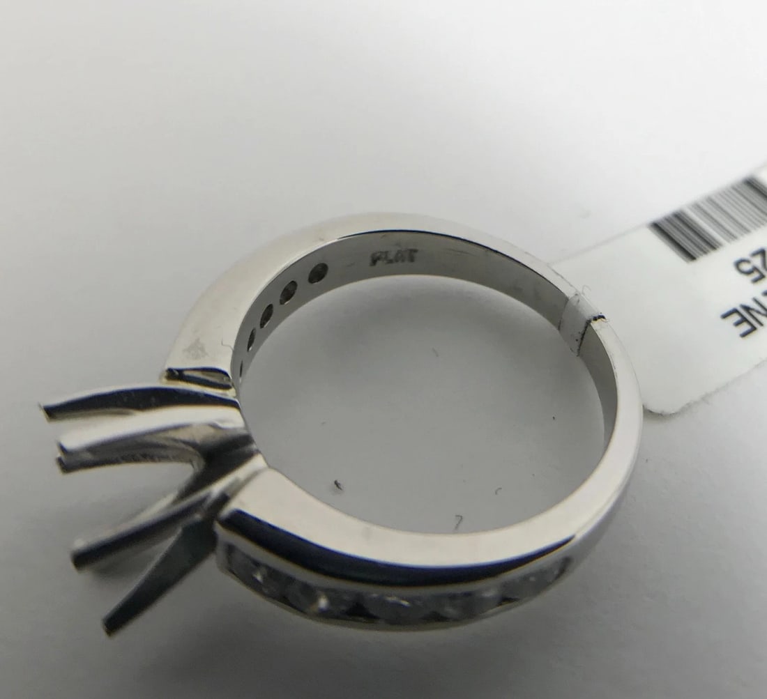 Round Channel-Set Diamond Platinum Engagement Ring Setting Mounting .60 CTW - 11