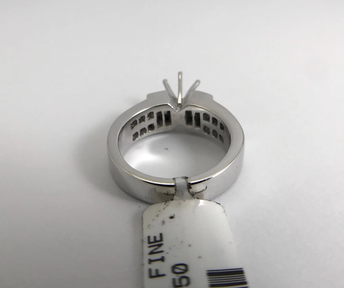 Baguette Princess Diamond Platinum Engagement Ring Setting Mounting, .65 CTW - 9