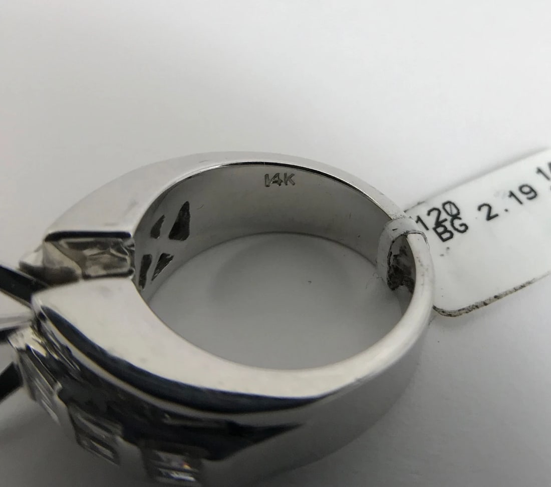 Wide Baguette Diamond Engagement Ring Setting Mounting 14K White Gold, 2.19 CTW - 11