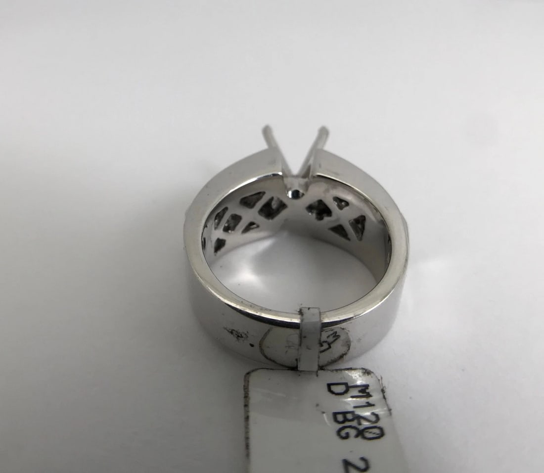 Wide Baguette Diamond Engagement Ring Setting Mounting 14K White Gold, 2.19 CTW - 9