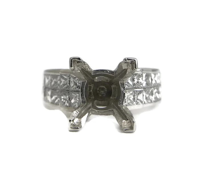 Princess Diamond Step Engagement Ring Setting Mounting 18K White Gold 1.25 CTW - 2