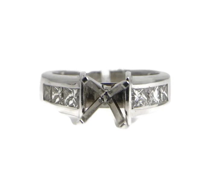 Princess Channel-Set Diamond Engagement Ring Mounting 14K White Gold, .60 CTW (1 of 11)