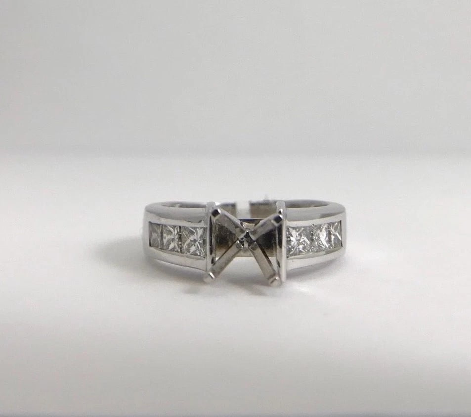 Princess Channel-Set Diamond Engagement Ring Mounting 14K White Gold, .60 CTW - 7